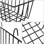 Yaegoo 6 Pack Wire Baskets, Wall Grid Panel Hanging Wire Basket, Black