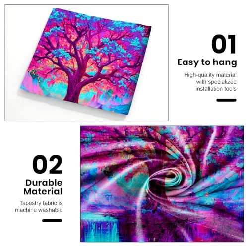 AOHMPT Blacklight Tree of Life Tapestry Trippy Fluorescent Wall Hanging Psychedelic Forest Glow in the Dark Nebula Starry Night Galaxy Tapestries for Bedroom Decor, 79x59 In - color: Tree, size: 79"L x 59"W