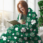 St Patricks Day Flannel Throw Blanket, Lucky White Shamrock Clover Buffalo Plaid Check Birthday Gifts for Kids Men Women, Irish Spring Soft Blankets for Bedding Sofa 50" x 60" - color: Lucky Clover