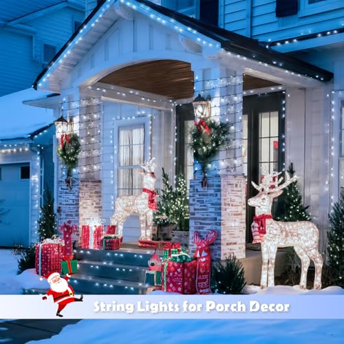 JMEXSUSS 2 Pack Solar String Lights Outdoor Waterproof, Total 66 FT 200 LED Solar Christmas Lights Outdoor, Twinkle Light for Christmas Tree Outside Garden Yard Xmas Decor, White - color: White, size: 100LED*2