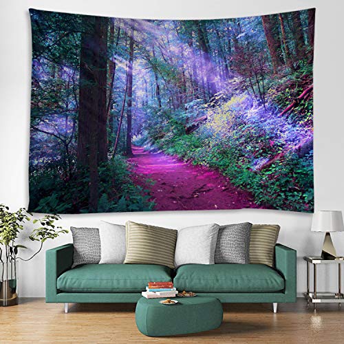 LYFANS Sun Red Forest Print Tapestry Decorative Wall Art Tablecloth Sheets Picnic blanket Beach towel Bedroom Dormitory Living Room Multifunctional tapestry 79x59 inches - color: Fabric Tapestry Sunshine Red Forest, size: 79x59inch