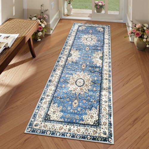 Lahome Felice Oriental Washable Runner Rug, 2x5 Non-Slip Kitchen Runners Rug Bathroom Runner Rug, Ultra Soft Non-Shedding Indoor Runners for Hallways Entryway Bedside Camper - color: Floral Medallion, size: 2' x 5' (Runner)