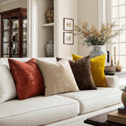 MIULEE Velvet Throw Pillow Covers Set of 2, Soft Neutral Decorative Fall Pillow Cases with Luxurious Textured Vintage Cushion Covers for Home Decor Couch Sofa Bed,Rust 18x18 inch - color: Rust, size: 18" x 18" (Pack of 2)
