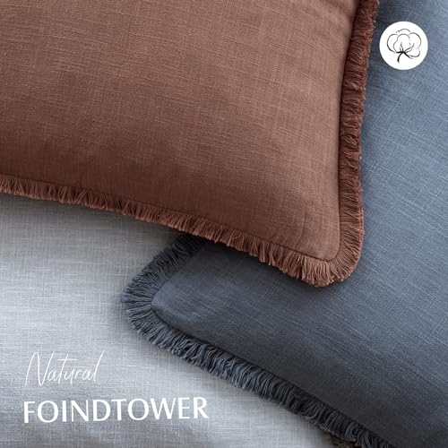 Foindtower Set of 2 Decorative Linen Fringe Throw Pillow Covers Boho Farmhouse Cushion Cover with Tassels Accent Pillowcase for Couch Chair Sofa Bed Living Room Home Decor,16×16 Inch,Rust Red - color: Autumn Glaze, size: 16" x 16" (Pack of 2)