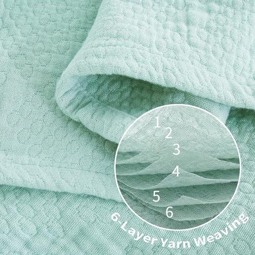 Premium 100% Cotton Blanket – All-Season Soft Breathable Bed Blanket for Throw Size – Lightweight Stylish Textured Throw for Bed– Giftable Cozy Bedding - color: Light Green, size: Throw (50"x60")