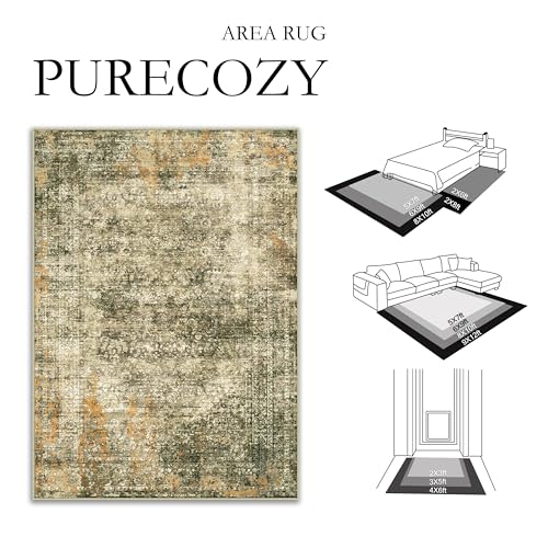 PureCozy Entryway Indoor Rug 2x3 Brown Washable Thin Non-Slip Floral Vintage Distress Print Doormat for Hallway Bedroom Low Pile Soft Throw Carpet for Kitchen Laundry Dining Room Bedroom Bathroom - color: Accent | Dark Brown, size: 2' x 3' (Rectangular)