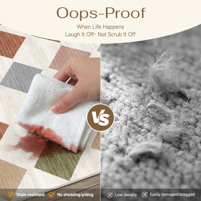 PureCozy Checkered 2x6 Runner Rug for Hallways Colorful Washable Long Carpet Non-Slip Low Pile Modern Soft Indoor Accent Throw Rugs for Entrance Kitchen Bedroom Dining Laundry - color: Checkered Berries, size: 2' x 6' (Runner)