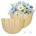 2 PCS Wave Wall Basket,15.7x10x8 in.Hand-woven by of intangible cultural Rattan Hanging Basket Woven Wicker Wall Mounted vine scallop wall basket Environmentally friendly (2)