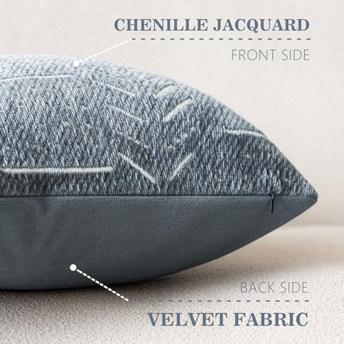 Home Décor Decorative Boho Accent Chenille Throw Pillow Covers,Textured Neutral Cushion Covers,Soft Farmhouse Pillowcase for Couch Sofa Chair Bed Living Room, 18×18 Inch, Set of 2, Dusty Blue - color: Dusty Blue, size: 18" x 18" (Pack of 2)