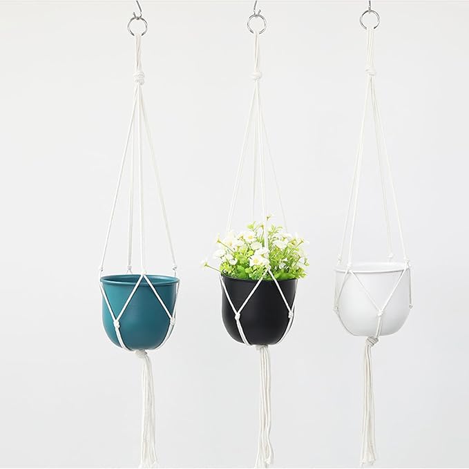 Macrame Plant Hangers, 3 Sizes 24"/32"/39" Indoor Hanging Plant Holder, Ceiling Crochet Handmade Home Decor Set for Hanging Plants Basket Pot, Home Farmhouse Decor