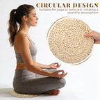 Holibanna Hand-Woven Round Straw Cushion Set of 3 Natural Floor Pillows for Yoga Meditation Tatami Window Seat Dining Room Guest Room Living