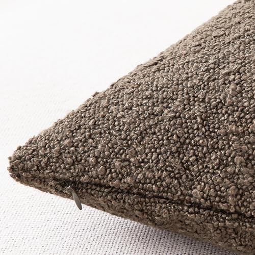 Mixhug Decorative Boucle Throw Pillow Covers, Chocolate Brown, 18 x 18 Inches, Pack of 2 - Textured Boho Pillow Covers for Couch and Bed - color: Chocolate, size: 18" x 18" (Pack of 2)