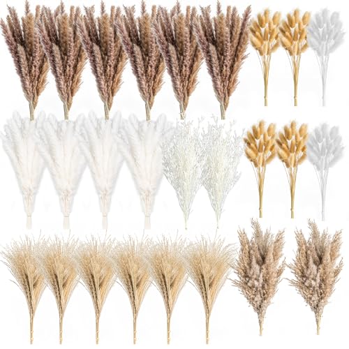650PCS Natural Dried Pampas Grass Boho Home Decor Bouquet Phragmites Dried Flowers Bouquet for Wedding Floral Arrangements Home Decorations (650PCS) - size: 650PCS
