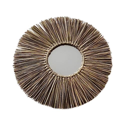 Cabilock Scandinavian Home Decor Round Wall Mirror Boho Style Tassel Woven Handmade Wall Art