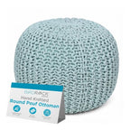 BIRDROCK HOME Round Pouf Ottoman Foot Rest - 18.5”x18.5”x15” Boho Compact Comfortable Soft Cotton Braided Foot Stool with Bean Bag Filling for Living Room, Bedroom, or Nursery (Sage Green) - color: Sage Green