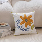 YIcabinet Pillow Covers Set of 2, Embroidered Yellow Flower Pattern Throw Pillow Cover,Square Cotton Cushion,Pillow Case for Sofa Bedroom Couch,18"x18" - color: Yellow15