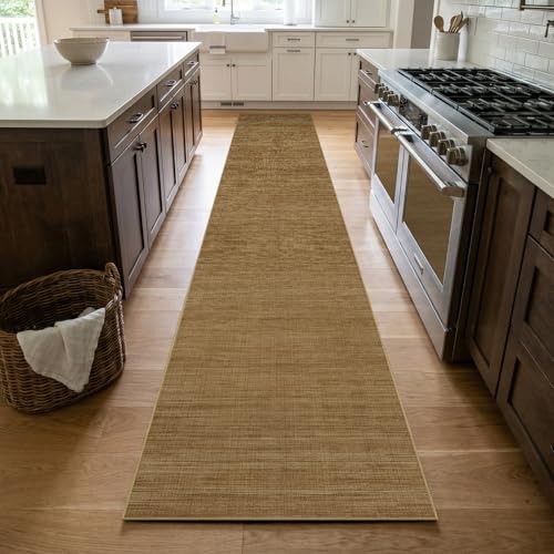 Jute 2x10 Hallway Runner Rug: Washable Non Slip Kitchen Rugs with Rubber Backing Pet-Friendly Carpets Stain Resistant Runners for Laundry Entryway Bedroom Decor Natural Brown - color: Natural Brown, size: 2' x 10' (Rectangular)