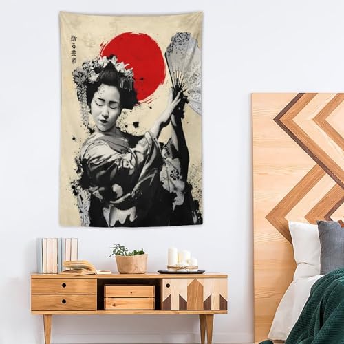 JOKIMAL Japanese Woman Geisha Samurai Tapestry Poster Wall Art WallDecorApartment Home Dorm Wall Decorations for Living Room BedroomTapestries 40"x60" - color: Geisha 2