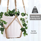 Giant XXL 55 Inches Macrame Planter Hanger Large for 15 inch Pot + Swag Hook | Extra Large Hanging Planter for Indoor Plants | No Pot/Plant Included (XXL Jute) - color: Brown