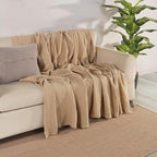 Muslin Blanket - Pure 100% Turkish Cotton Airy Soft Light Versatile Gauze Throw Blanket for Bed, Couch, Sofa (Beige, Throw Size (50" x 66" inch)) - color: Beige, size: Throw Size ( 50" x 66" inch )