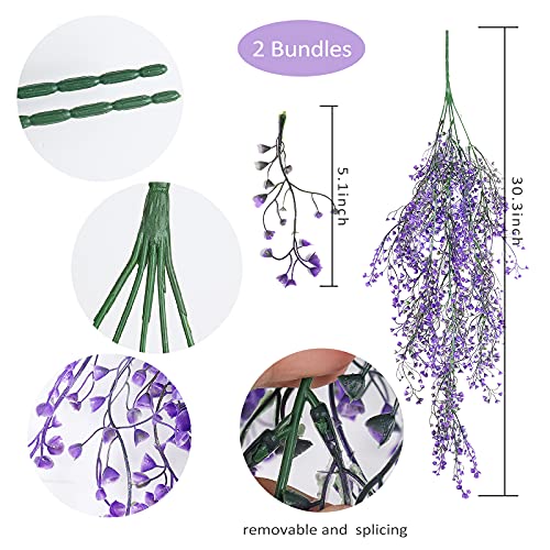 RECUTMS Vine Plant Fake 4 Pcs Ferns Plants Large Faux Artificial Hanging Plants Wall Plants Fake Ivy Room Decor Home Garden Wedding Party Indoor Outdoor Decorations(Purple 4P) - color: Purple