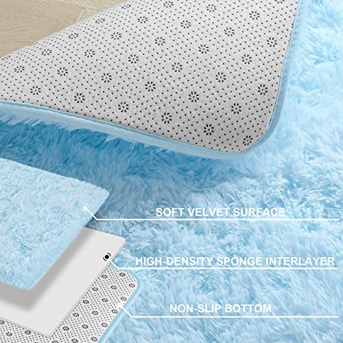 Kelarea Area Rug for Living Room, 3x5 Non-Slip Light Blue Rug Fluffy Soft Shag Rugs, Fuzzy Shaggy Plush Carpet for Bedroom, Nursery Rooms, Home Dorm - color: Baby Blue, size: 3 x 5 feet