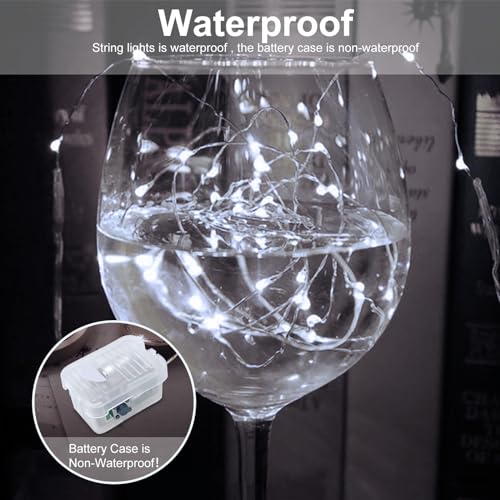AIKEI 24 Pack LED Fairy Lights Battery Operated, String Lights Waterproof 7 Feet 20 Led Firefly Starry Lights for Wedding Party Bedroom Garden Christmas Outdoor Indoor Decoration White - color: White, size: 24PCS-STANDARD
