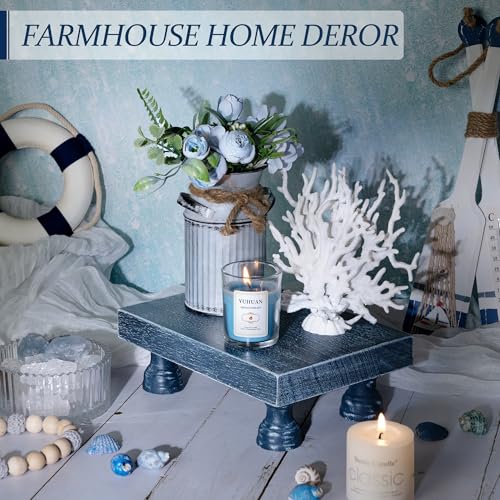 EOSAHR Decorative Display Risers for Home Decor - Wood Pedestal Stand for Kitchen Decor and Countertop Organizer - Ideal for Apartment Essentials (Blue) - color: D-Blue