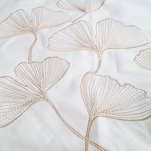 Embroidery Throw Pillow Covers 18x18 Fine Thread Golden Ginkgo Leaves Home Decor Floor Pillow Cover for Couch 100% Cotton Cushion Cover Embroidered Throw Pillow Case 45x45cm, 2 Pieces - color: Golden Ginkgo Leaves
