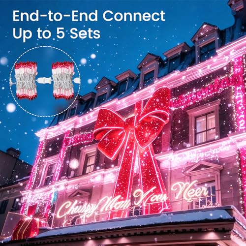 Christmas Lights,100 Count Pink Lights with White Wire,21ft UL Certified String Lights for Indoor Outdoor Valantine's Day Decoration,Home Garden, Wedding Decorations - color: Pink