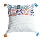 vctops Boho Tufted Throw Pillow Cover with Tassels, Bohemian Geometric Embroidery Cushion Cover Rectangle Lumbar Decorative Pillowcase for Sofa Couch Bedroom Home Decor, 12"x20" - size: 18 x 18-Inch