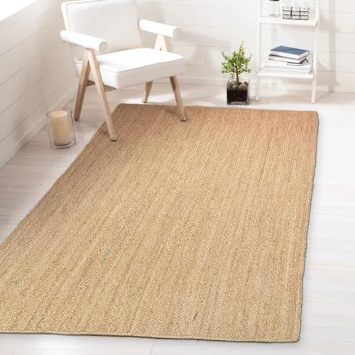 Chardin home Hand Woven Natural Jute Braided Area Rug – 8x10 Feet Rectangle | Vintage Boho Reversible Rug for Living Room, Bedroom, Dining Area, Entryway | Farmhouse Natural Fiber Floor Covering - size: 8' x 10' (Rectangular)