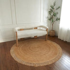 KIBAGA Beautiful 5x5 ft Round Jute Area Rug for Your Home - This Natural Hand Woven Rug Fits Perfectly Into Your Entry Area, Kitchen Or Living Room - Modern Braided Circle Mat Enhances Any Boho Decor - size: 5' (Round)