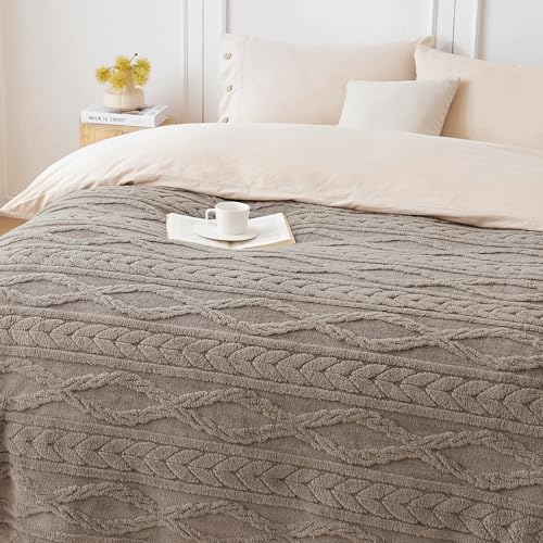 COOVA Taupe Fleece Throw Blanket for Couch - Super Soft Cozy Plush Fuzzy Blanket for Sofa,Premium Sherpa Warm Throw for Women,Bed,Chair,50x60 Inches - color: Taupe, size: 50“x60”