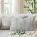 a moment 2 Pack Bamboo Fiber Pillow Covers - Waffle Weave, Ultra Soft & Breathable, Skin-Friendly Cotton Throw Pillow for Couch, Sofa, Bedroom Living Room 12x20 Inch Grey - color: Grey, size: 20" x 12" (Pack of 2)