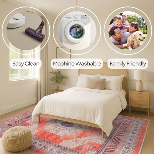 Fame Rugs Turkish Rug. Washable Vintage Oriental Antique Inspired Traditional Doormat Small Modern Area Rugs Luxury Entryway Entry Bedroom Bathroom Kitchen (380TT, 2' x 3') - color: 380tt, size: 2' x 3' (Rectangular)