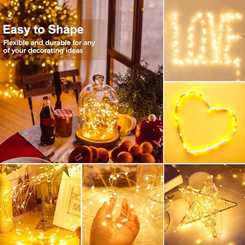 kolpop 12 Pack LED Fairy Lights Battery Operated with 3 Modes, Mini Twinkle String Lights Battery Powered Waterproof for Christmas Mason Jars Party - color: Warm White, size: 12 Pack