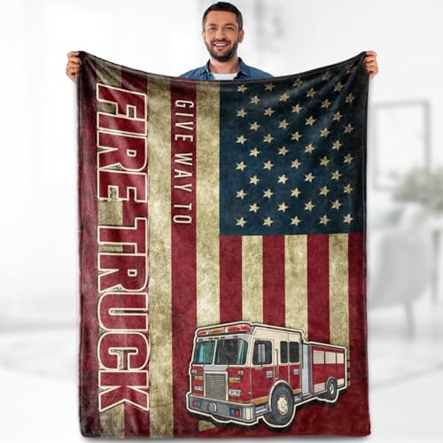 Firefighter Blanket Gifts for Men - Fire Truck American Flag Fireman Practitioner Fire Fighter Throw Appreciation Gifts for Boy Adult Son Firefighters' Day Christmas lightweight Blanket 50"x60" - color: Firefighter 1