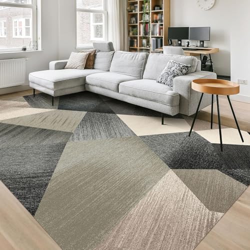 HOMFINE Washable Modern Area Rug - Geometric Style 9x12 Rugs for Living Room, Bedroom, Machine Washable Rug Soft Non Slip Non Shedding Area Rug - Green, 9'x12' - color: Green, size: 9' x 12' (Rectangular)