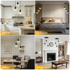 3-Light Pendant Light, Globe Cluster Hanging Light with Clear Glass Shade, Matte Black Pendant Lighting Adjustable Hanging Height Industrial Ceiling Light for Kitchen Island Bedroom(E26 Base,No Bulb) - size: 3Light - D 5.12 IN