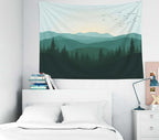 EMMTEEY Nature Tapestry Green Mountains Forest 60X40 Inch Small Tapestry Wall Art Hanging Tapetries for Bedroom Living Room Dorm Décor