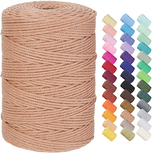 Cotton Macrame Cord 3mm 328yards Natural Colored Macrame Supplies, Soft Craft Cotton Rope for Plant Hanger Wall Hanger Dreamcatcher (Salmon) - color: Salmon, size: 3mmx328Yards