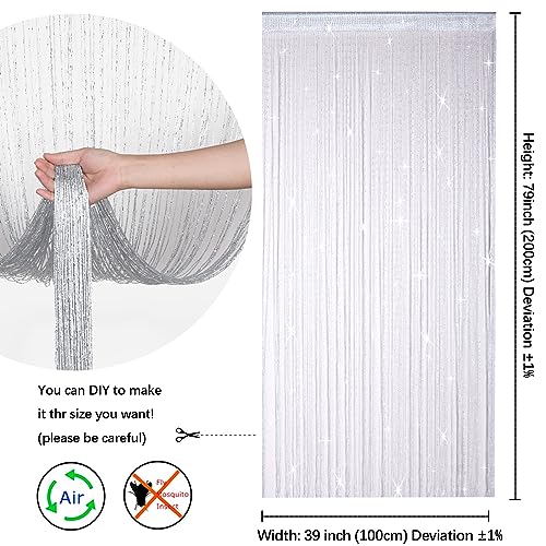 Hysenm 2 Pack 39 x 79 Inch Beaded Curtain String Door Curtains, Hippie Room Decor Closet Beaded Curtains for Doorway, Room Divider Privacy Decor, Boho Home Decoration for Bedroom, Party, White - color: White