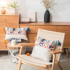 vctops Boho Tufted Throw Pillow Cover with Tassels, Bohemian Geometric Embroidery Cushion Cover Square Decorative Pillowcase for Sofa Couch Bedroom Home Decor, 18"x18" - size: 12"x20"