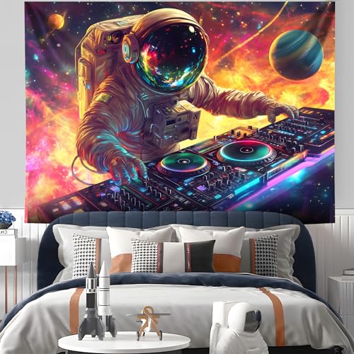 NYZE Blacklight Tapestry Music Wall Tapestry Space Art Colourful Design Tapestries for Hip Hop College Dorm Room Bedroom Wall Decor 79in×59in - color: Astronaut G, size: 79"L x 59"W