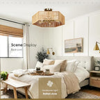 21.2" Rattan Ceiling Light 5-Light Boho Light Fixture Bohemian Ceiling Light Fixture for Bedroom Living Room Dining Room, Bulb NOT Included