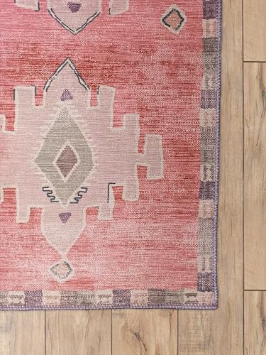Turkish Rug. Washable Vintage Oriental Antique Inspired Traditional Doormat Small Modern Area Rugs Luxury Entryway Entry Bedroom Bathroom Kitchen (379PP, 2' x 3') - color: 379pp, size: 2' x 3' (Rectangular)