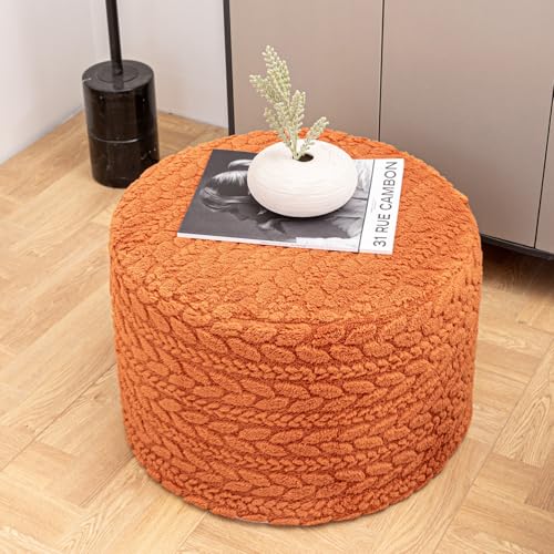 Asuprui 20x14 Inch Unstuffed Ottoman Pouf Cover – Lightweight Foot Rest, Floor Bean Bag Chair, Storage Pouf for Living Room, Bedroom & Balcony (Filler Not Included) (Orange) - color: Orange