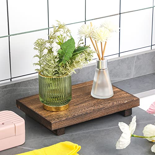 Nuogo Wood Riser Tray Soap, Stand Soap Tray for Kitchen Sink, Wood Pedestal for Kitchen Counter Sink Stand Decorative Rustic Bathroom Dishes Plant Bottles Candles Display(12 x 7 Inch,Brown) - color: Brown, size: 12 x 7 Inch
