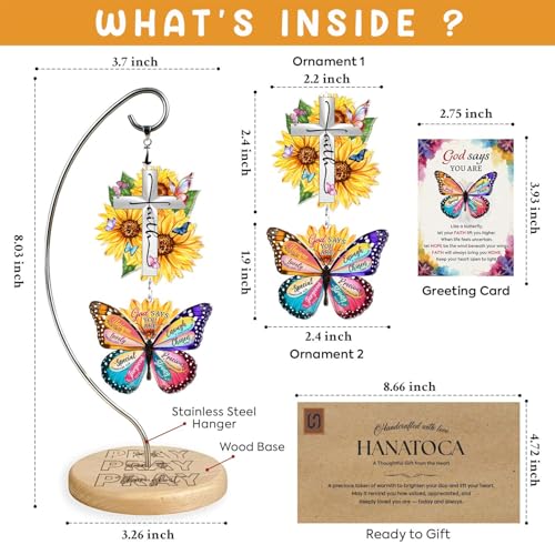 Christian Gifts for Women Faith - Butterfly Gifts for Women Religious - Sunflower Birthday Gift for Woman - Inspirational, Religious Gifts for Sister, Friend, Daughter, Mom - Office Desk Accessories - color: 01 - Cross Faith Sunflower Butterfly God Says